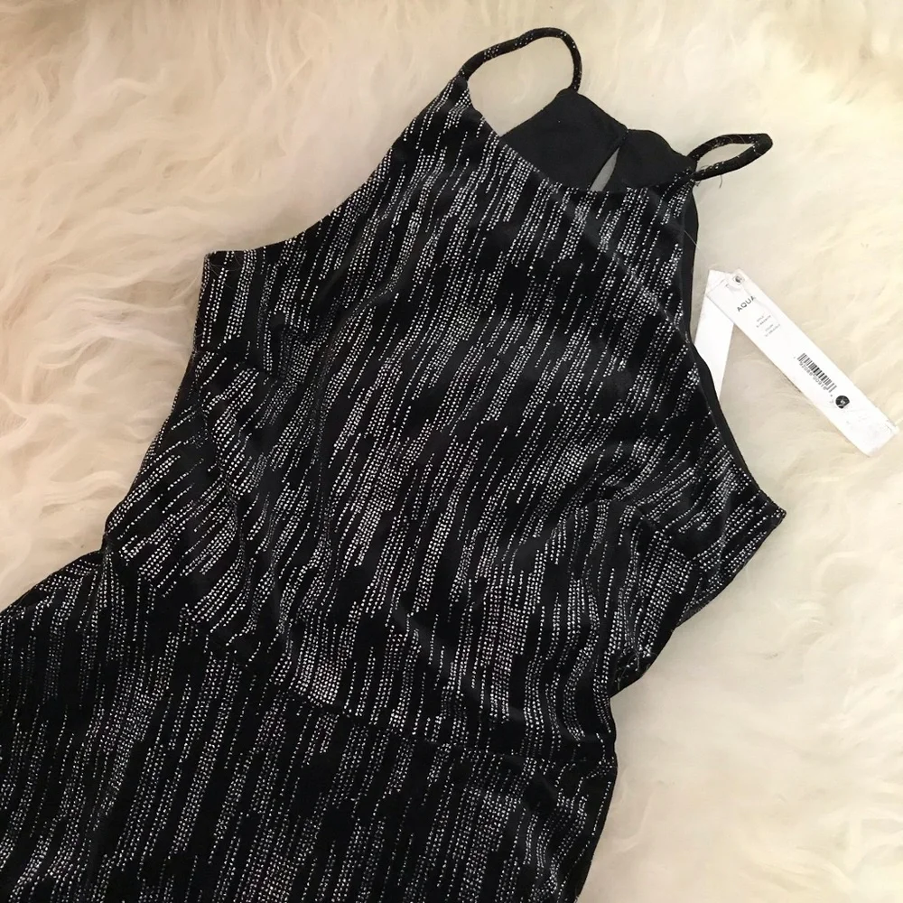 AQUA Metallic Pattern Sleeveless Mini Dress - Picture 4 of 8